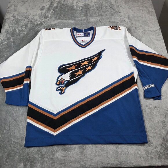 Vintage Washington Capitals Jersey Mens XL White Screaming Eagle NHL 90s CCM - Picture 2 of 11